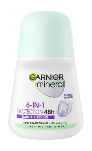 Garnier Roll-On Deo für Frauen, Deodorant mit frischem Duft und bis zu 48 Stunden Schutz vor Achselnässe und Körpergeruch, Mineral Protection 6in1 Anti-Transpirant, 1 x 50 ml