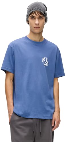 KARL LAGERFELD JEANS, Men's, Regular Short Sleeve Monogram Logo Tee, Regular Fit, Washed Federal Blue, M