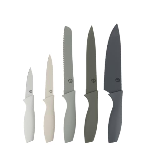 MasterChef Messer Set, Messerset mit 5 Scharfes Küchenmesser, Grau