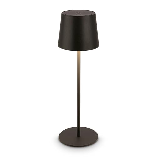 BRILONER - LED Tischlampe kabellos IP44 mit Touch, dimmbar, Akku & Lichtquelle tauschbar, Nachttischlampe, Leselampe, LED Lampe, Campinglampe, Tischleuchte, Akkulampe, Outdoor, 11x34,5 cm, Schwarz