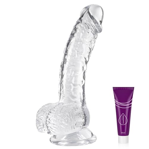 Realistischer Dildo mit Starkem Saugnapf, Wakelust 18CM Anfänger Dildo mit Echten Venen und Prallen Hoden Sexspielzeug für Frauen und Männer Weich Silikon Analdildo Penis Nachbildung (Transparenter)