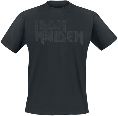 Iron Maiden Black On Black Logo Stacked Männer T-Shirt schwarz