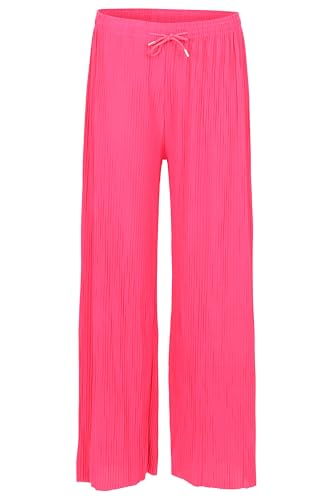 Easy Young Fashion Damen Sommerhose - lockere weich fließende Plisseehose - figurfreundliche Freizeithose - Trendige Marlenehose elegant & Casual 999 - (Pink)