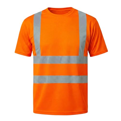 HYCOPROT Warnschutz T-Shirt Warnweste Reflektierend Warnweste Atmungsaktiv Leicht Kurzarmshirt Kurzarm Arbeitskleidung Sichtbarkeit Hemden