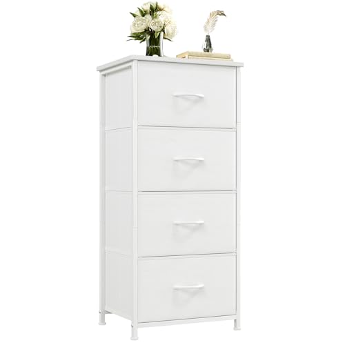 Somdot Kommode mit Schubladen, Schlafzimmer, 4 Schubladen, Weiß