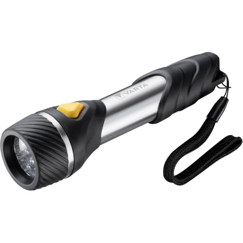 VARTA Taschenlampe mit 9 LEDs inkl. 2x AA Batterien, Day Light Multi LED F20 Leuchte, Taschenleuchte mit Anhänger, Lampe ideal für Haushalt, Angeln, Garage, Notfall, Stromausfall, Outdoor