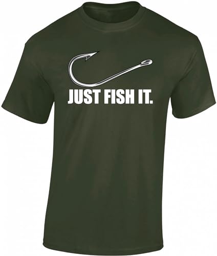 Baddery Angler T-Shirt Herren - „Fish it“ - Angel Shirt für Männer - Angelkleidung (Army L)