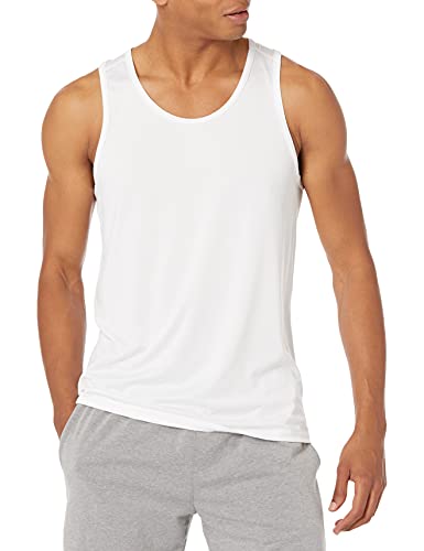 Amazon Essentials Herren Leichtes, Schnelltrocknendes Gym-Tanktop Aus Funktionsstretch, Grellweiß, L