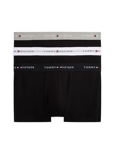 Tommy Hilfiger Herren 3er Pack Boxershorts Trunks aus Baumwolle mit Stretch, Mehrfarbig (Grey Heather/Black/White), L
