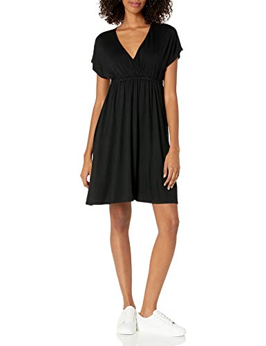 Amazon Essentials Damen Surplice-Kleid (Erhältlich in Übergröße), Schwarz, XL Große Größen