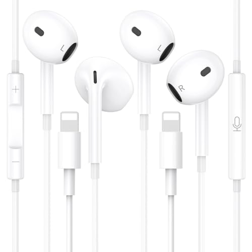 2 Pack iphone Kopfhörer mit Kabel, [MFI Zertifiziert] In Ear Kopfhörer, HiFi Stereo mit Mikrofon und Lautstärkeregler Kompatibel mit iPhone 14/14 Pro/14 Plus/13/13Pro/12/11/SE/XR/XS/X/8/8Plus/7Plus