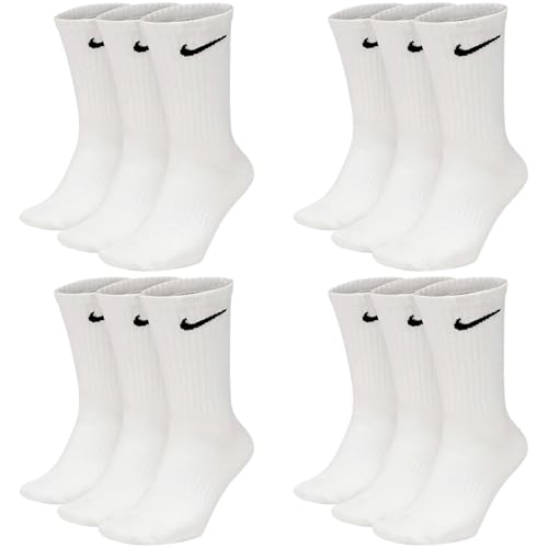 Nike 6 Paar Everyday Lightweight Crew SX7676 Tennis Socke weiß schwarz grau, Farbe:weiß, Größe:42-46