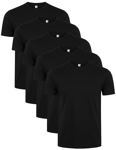 Lower East Basic Rundhals T-Shirts für Herren (5er Pack - 10er Pack) aus 100% Baumwolle I T-Shirt für Herren, Herren T-Shirt in vielen Farben, Schwarz, XXL