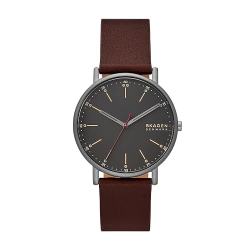 Skagen Herrenuhr Signatur Quartz/3 Zeigerwerk 40 mm Gehäusegröße mit einem Lederarmband SKW6860