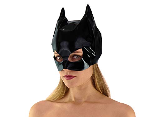 EDD LOVE-TOYS Schwarze Lack Katzenmaske glänzend Katzen Maske Maske Cat Mask