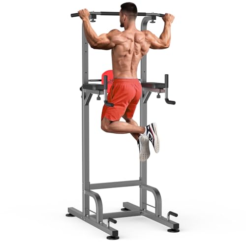 RELIFE REBUILD YOUR LIFE Power Tower & Dip Station Klimmzugstange Freistehend Multifunktions Fitnessgerät für Zuhause Kraftstation mit Klimmzug Dips Stange Pull Up Bar Indoor Calisthenics Equipment