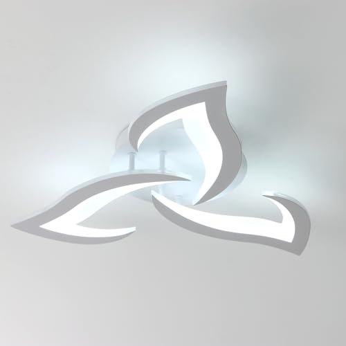 Comely Deckenlampe LED Wohnzimmer, 58cm 36W LED Lampen Deckenleuchte, Moderne Blütenblatt Design Lampen für Wohnzimmer Küche Schlafzimmer Esszimmer, Kaltweißes Licht 6500K, Weiß