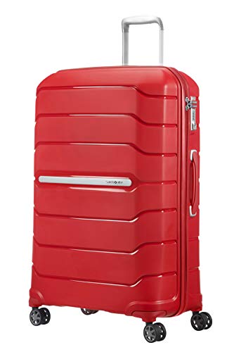 Samsonite Flux Spinner Check-in-Koffer, 75 cm | Rot, erweiterbarer Hartschalenkoffer, 75H x 52W x 31D cm, 108/121 L, 3.9 kg, mit TSA-Schloss und laufruhigen Doppelrollen