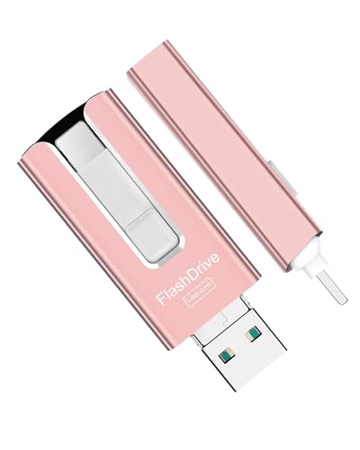 SUDEHO USB Stick 16 GB für Phone, 4-in-1 Flash Laufwerk für Phone/Pad/Android/PC, Speicherstick Stabile Datentransfer, Mit Einem klick Daten kopieren, Rosa