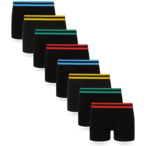 FM London Jungen Hipster Boxershorts (8er Pack) Boxer Shorts, Schwarz, 9-10 Jahre EU