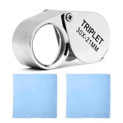 OUDQFCJ Faltlupe Juwelierlupe für Edelsteine Diamanten Schmuck Briefmarken Münzen Antiquitäten Uhren (30X Vergrößerung)