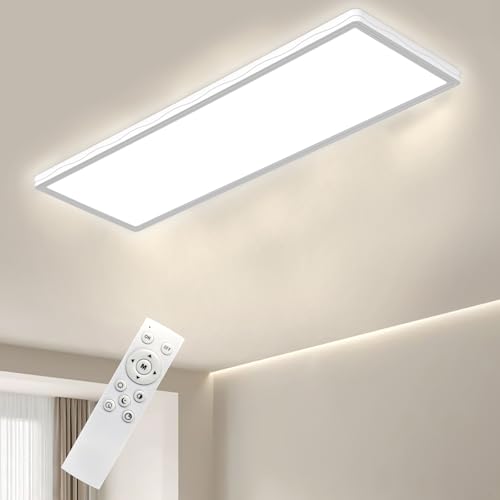 LED Deckenleuchte, 24W Deckenlampe mit Fernbedienung Dimmbar, 58x20cm-Weiß