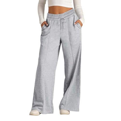 Mädchen Jogginghose Baggy Weite Beine Lang Lockere Sporthose Baggy Weites Bein Joggpants Kinder High Waist Freizeithose Sweatpants Mit Taschen Trainingshose (Grey, 10-11 Years)