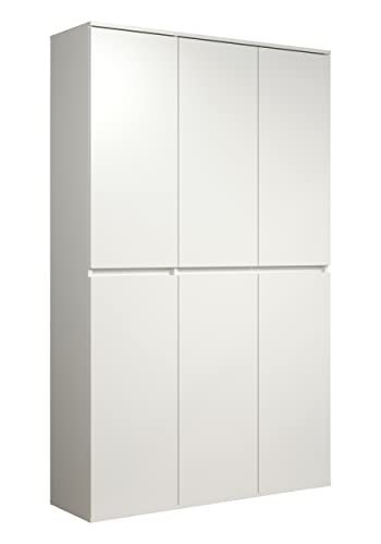 trendteam smart living - Nevada - Mehrzweckschrank - Weiß - Schrank mit 6 Türen, 12 Einlegeböden und 1 Kleiderstange - (BxHxT) 111 x 191 x 34 cm - grifflose Türen