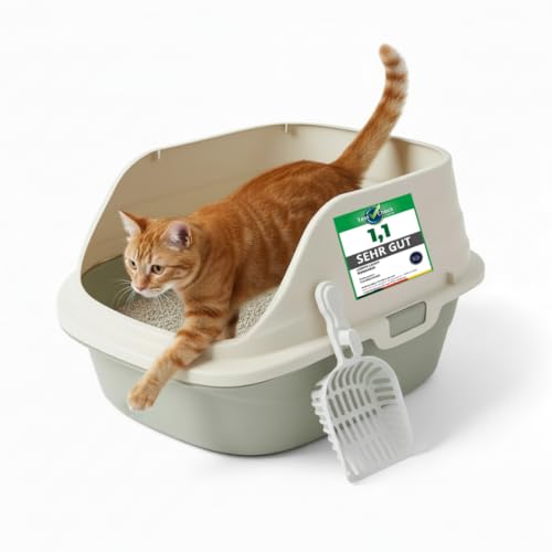 Katzenklo [inkl. Katzenschaufel] – Katzentoilette [offen & freier Einstieg] – Katzenklo aus robustem Kunststoff – Leicht zu reinigen – 26,5 × 47,7 × 38,7 cm