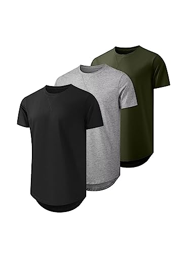 JMIERR Herren T Shirt Sommer Basic Longline T-Shirts Baumwolle Rundhals Hemd Slim Fit Kurzarm Sportwear Multicolor 4XL