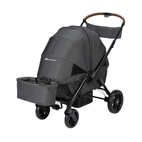 Bebeconfort Helios, 2-in-1 Kinderwagen ab Geburt, 0–4 Jahre, 0–22 kg, 2 gegenüberliegende Sitze, All-Terrain-Räder, kompakt zusammenklappbar, Geschwisterwagen, schützendes Verdeck, Mineral Graphite