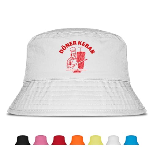 Prozente Momente Döner Kebab - Lustiger Fischerhut – Der perfekte Sonnenhut für Herren & Damen – Ideal als Malle-Outfit, Party-Accessoire & Festival-Eimerhut für den Strand | Farbe Weiß