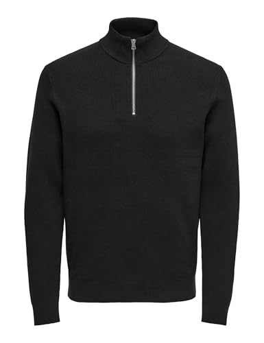 ONLY & SONS Herren Onsphil Reg 12 Cotton Half Zip Knit Noos Pullover, Schwarz, L EU