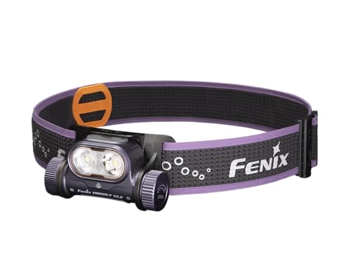 FENIX HM65R-T V2.0 Trailrunning LED Stirnlampe mit max. 1.600 Lumen Weißem Licht und max. 800 Lumen warmweißem Licht + SOS. Mit USB-C Ladekabel, Outdoor Jogging Wander (Dark Purple)