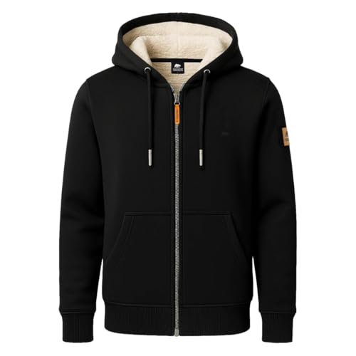 FORSBERG warme und weiche Kapuzenjacke mit Teddyfutter, Farbe:schwarz, Größe:L