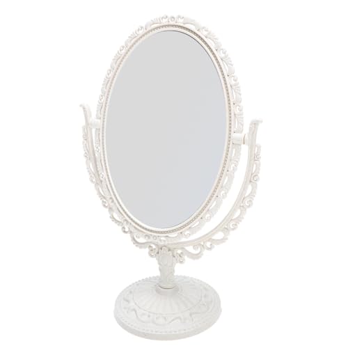 Lurrose Vintage Up Spiegel Vintage Tabletop Make- Up Spiegel Doppelseitig Tisch Tisch Kosmtischer Gepr?gter Gerahmter für ? (Beige) Schreibtisch Make