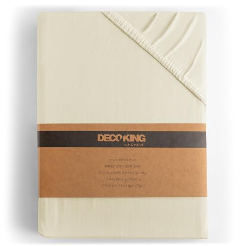 DecoKing Spannbettlaken 200x220 220x240 cm 100% gekämmte Baumwolle Beige Spannbetttücher Jersey Boxspringbett Amber 200 x 220 220 x 240