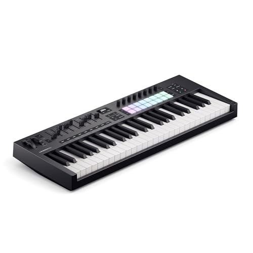 Novation Launchkey 49 [MK4] – USB/MIDI-Controller-Keyboard mit 49 halb gewichteten Tasten und DAW-Integration. Akkord-/Skalenmodi, 8 Drum-Pads und Arpeggiator. Inkl. Musikproduktions-Software-Bundle