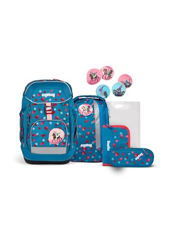ergobag Maxi Set 6-teilig, ergonomischer Schulrucksack, Vorgänger-Kollektion, Grundschule, ideal für große Kinder ab der 1. Klasse VoltiBär - Petrol