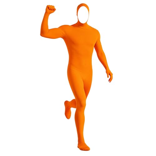 QingWing Orange Karneval Kostüm, Allgemein Open Face Cosplay Jumpsuit, 180cm Ganzkörperanzug Herren Damen Halloween für Party Halloween Weihnachten Anime Bühnen Performance Karneval Orange Outfit
