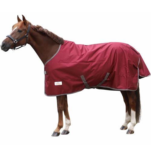 Marengos by Bucas - Winterdecke Freedom Turnout 600D – atmungsaktive & wasserdichte Pferdedecke mit Innenfutter & Kreuzbegurtung – Weidedecke in Weinrot/Dunkelblau – 155cm (150g/m² Füllung)