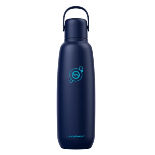 sodastream Fizz & Go Edelstahl-Sprudlerflasche 0,9 l, doppelwandig isolierte Thermosflasche, hält warm & kalt, für kohlensäurehaltige Getränke, kompatibel mit DUO, TERRA, ART, ENSO & mehr, Blueberry