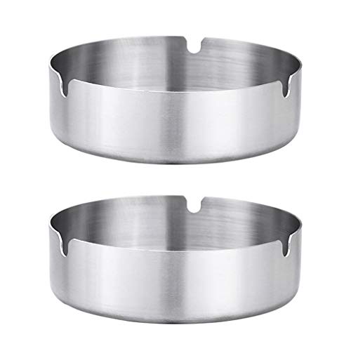 2 Stücke 10cm Edelstahl Aschenbecher Moderne Tischplatte Aschenbecher für Innenraum und Draußen