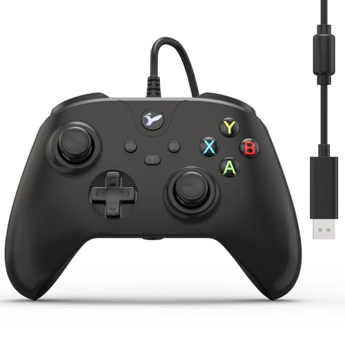 Kabelgebundener controller für xbox one,Wired Controller für Xbox Series X|S, Xbox One & Windows 10/11, Plug and Play Gaming Gamepad mit Hall-Effekt Joysticks/Hall Trigger, 3.5mm Audio Jack (Schwarz)