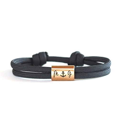 myGreta Personalisiertes Gravur Armband, Initialen Armband, Paarschmuck, Pärchen Armband Unisex, Edelstahl