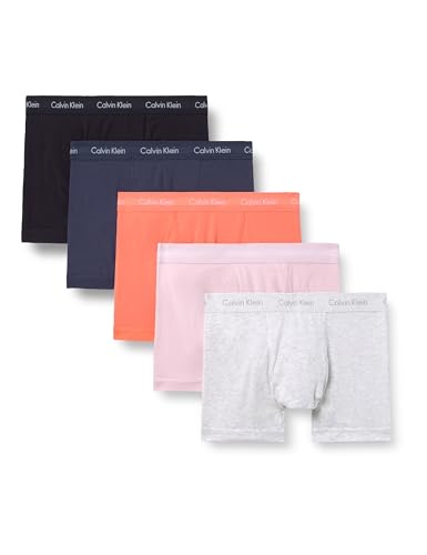 Calvin Klein Herren Trunk 5PK 000NB2877A Trunk, Mehrfarbig (Schwarz/Schneeheizung/Coral Pop/Ink/PO), XL, Mehrfarbig (Schwarz/Schnee-Heidekraut/Korallen-Pop/Ink/Po), XL