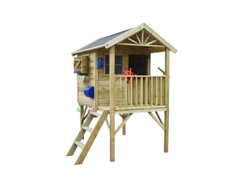 Prestige Garden Stelzenhaus Funny XL KDI | 155x188x245 cm | Kesseldruckimprägniert Kiefernholz | 90 cm Podest | Treppe, 2 Fenster, Blumenkasten