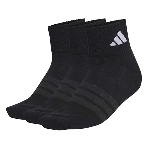 adidas Unisex Cushioned Sportswear Ankle Socks 3 Pair Pack, black/black/white, 42-45