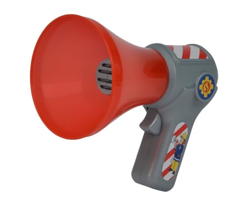 Simba 109258699 - Feuerwehrmann Sam Feuerwehr Megaphon, Mit Stimmenverzerrer-Funktion, 16cm, Rot