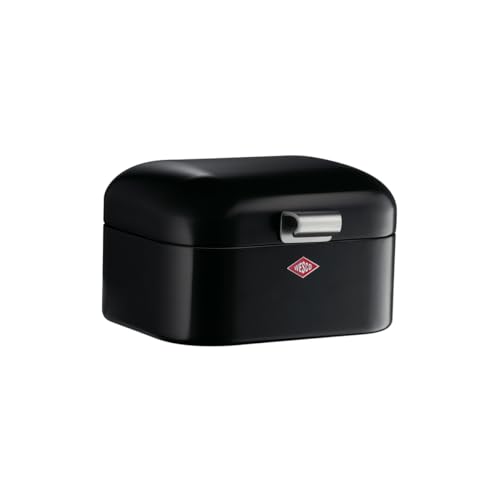 Wesco Mini Grandy Brotkasten in der Farbe schwarz, pulverbeschichtetes Stahlblech, Lüftungslöcher und stabiler Handgriff